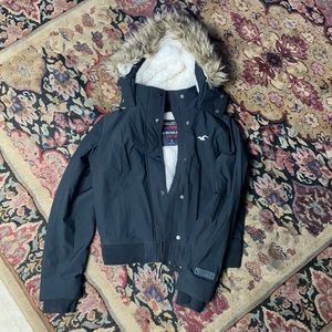 Hollister black Sherpa bomber jacket